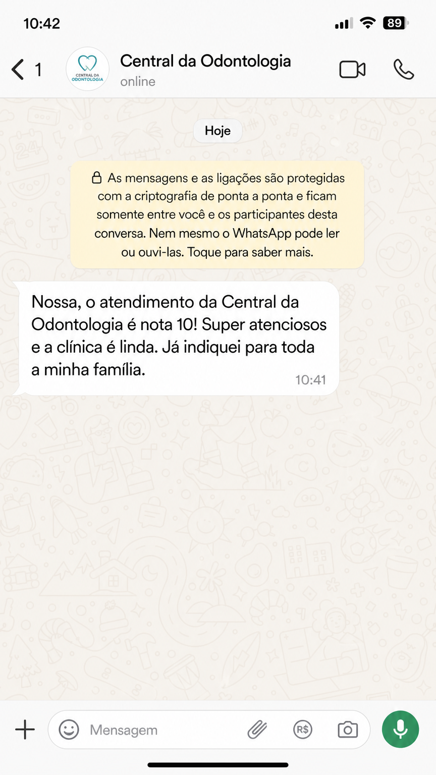 Depoimento - Central da Odontologia nota 10